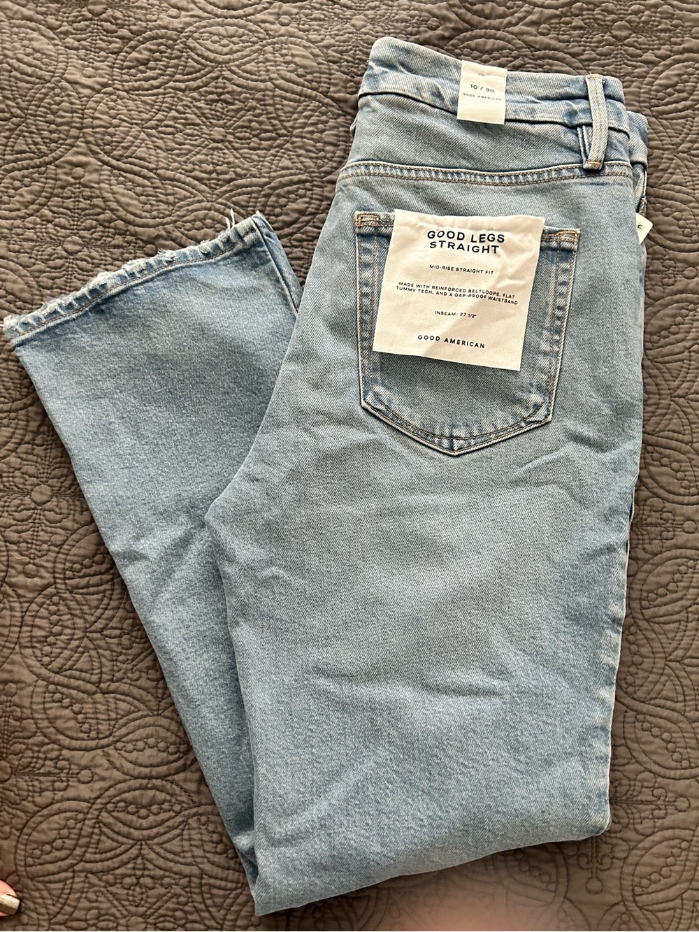 Good American Light Indigo Mid-Rise Straight Jeans